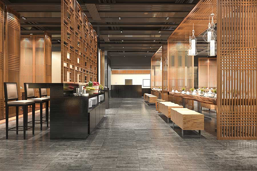 Los materiales naturales y madera en la decoración interior de restaurantes